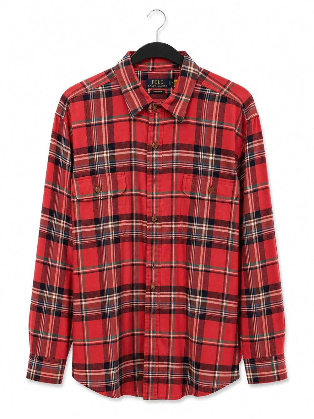 Polo by Ralph Lauren Red and Black Plaid Button-Down Shirt with Elbow Patches
